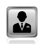 Businessman icon on a square button N88