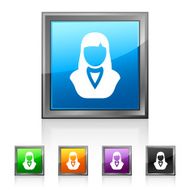Businesswoman icon on square buttons N22