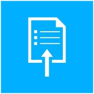 Document Uploading icon on a blue background