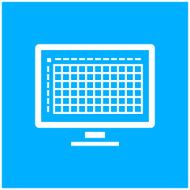 Computer icon on a blue background N7
