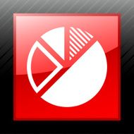 Pie Chart icon on a square button N28