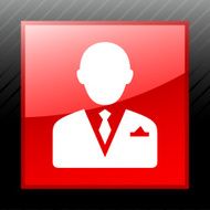 Businessman icon on a square button N89