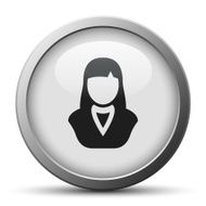 Businesswoman icon on a silver button N10