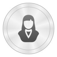 Businesswoman icon on a round button N89