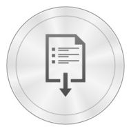 Document Downloading icon on a round button N14