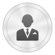 Businessman icon on a round button N206