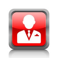 Businessman icon on a square button N90