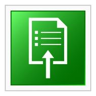 Document Uploading icon on a square button N4