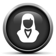 Businesswoman icon on a round button N92