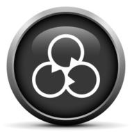 Venn Diagram icon on a round button N73