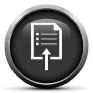 Document Uploading icon on a round button N7