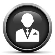 Businessman icon on a round button N208