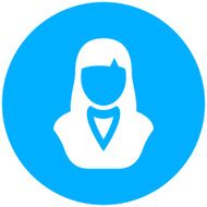 Businesswoman icon on a round button N94