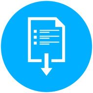 Document Downloading icon on a round button N19