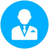Businessman icon on a round button N210