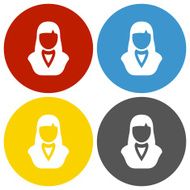 Businesswoman icon on circle buttons N18