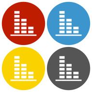 Bar Graph icon on circle buttons N50