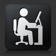 Black Square Button with Businessman Working