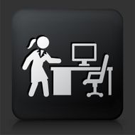 Black Square Button with Businesswoman Working N3