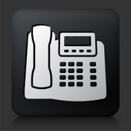 Black Square Button with Office Phone Icon N2