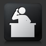 Black Square Button with Receptionist Icon