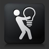 Black Square Button with Big Idea Businessman
