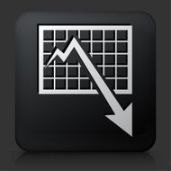 Black Square Button with Chart and Dcrease Arrow