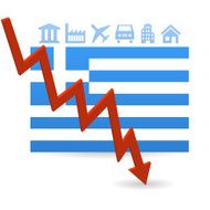 Greece flag symbolizing crisis on white background