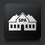 Black Square Button with Spa House Icon