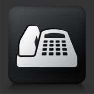 Black Square Button with Office Phone Icon N3