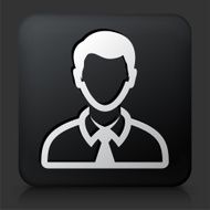 Black Square Button with Businessman Face