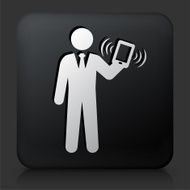 Black Square Button with Businessman Holding a Phone