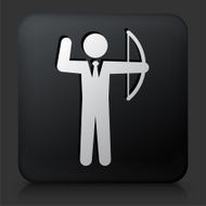 Black Square Button with Shooting Bow Icon