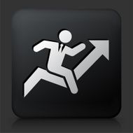 Black Square Button with Businessman and Stock Charts