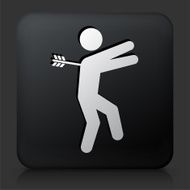 Black Square Button with Shot in the Back Icon