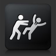 Black Square Button with Pushing Away Icon