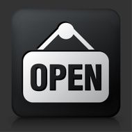 Black Square Button with Open Sign Icon