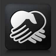 Black Square Button with Handshake Icon