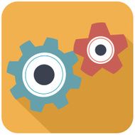 rounded corner square flat style icon of machine gears