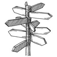 Signpost Multiple Directions Drawing