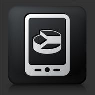 Black Square Button with Computer Graphs