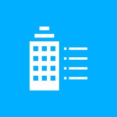 Office Building icon on a blue background N3