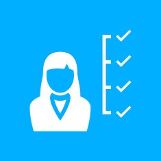 Businesswoman icon on a blue background