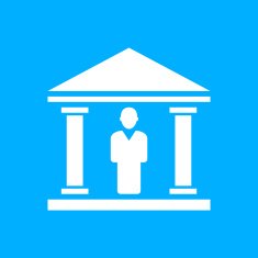 Bank icon on a blue background N5