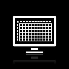 Computer Monitor icon on a black background N7