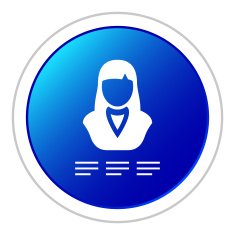 Businesswoman icon on a round button N4