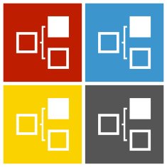 Flowchart icon on square buttons N23
