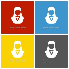 Businesswoman icon on square buttons N4