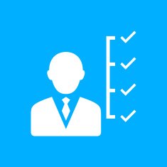 Businessman icon on a blue background N7