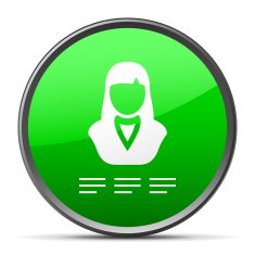 Businesswoman icon on a round button N5